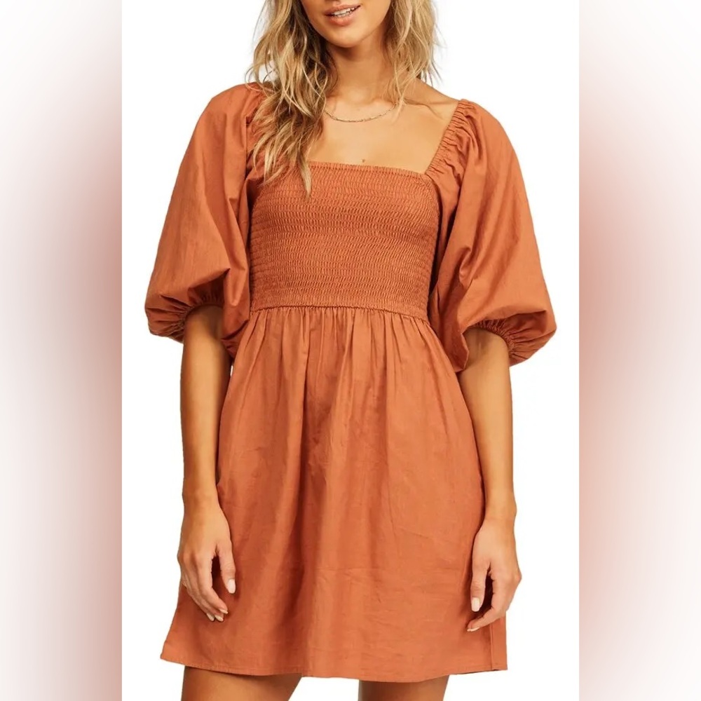 Billabong Paradise Days Puff Sleeve mini dress
